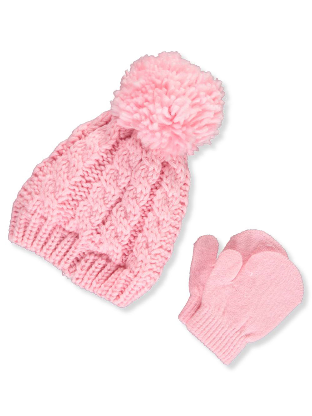 pink baby hat and mittens