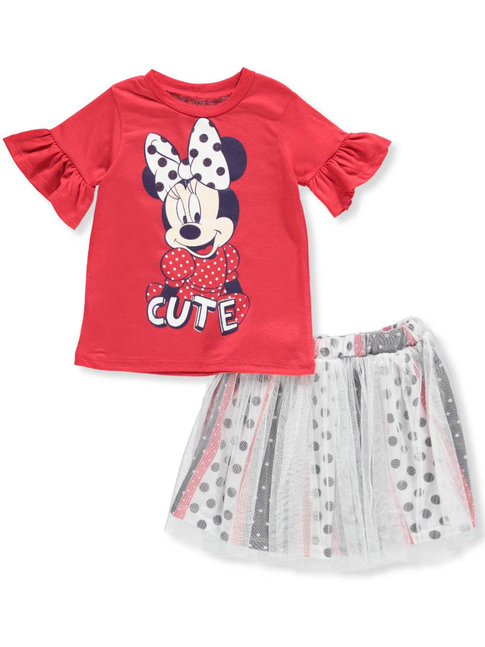 Minnie Mouse 2 Piece Skirt Set Outfit By Disney In Redwhite
