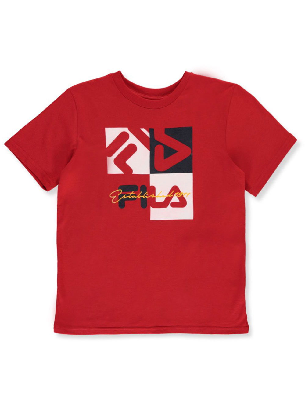 red and white fila shirt