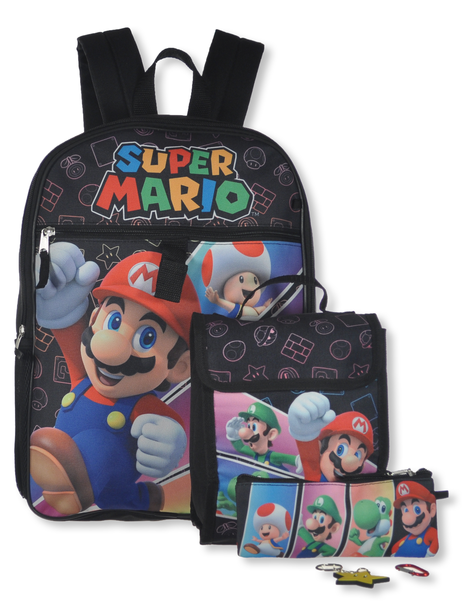 Super Mario Bros. Boys 5 Piece Backpack With Lunchbox Set