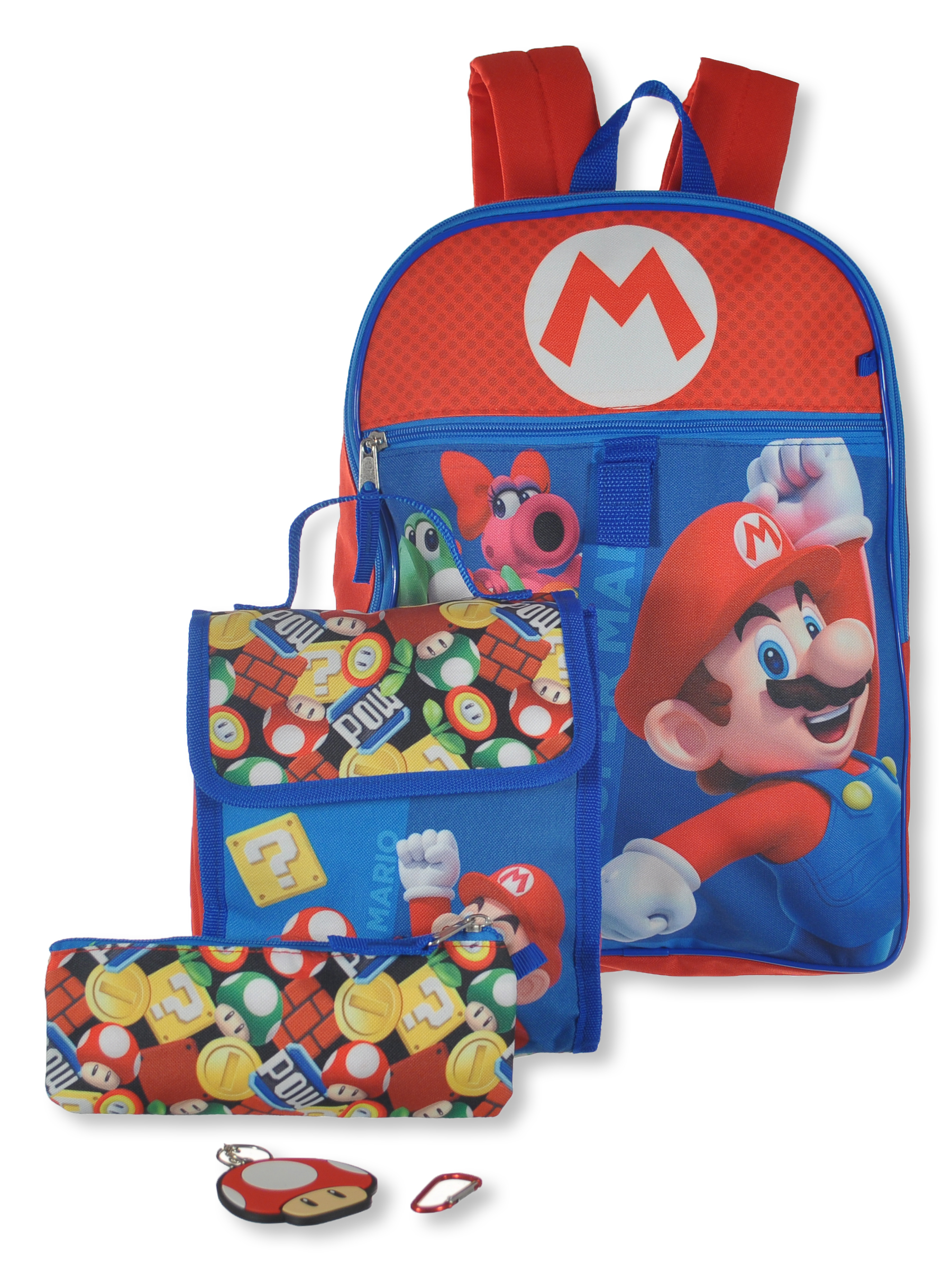 Super Mario Bros. Boys 5 Piece Backpack With Lunchbox Set