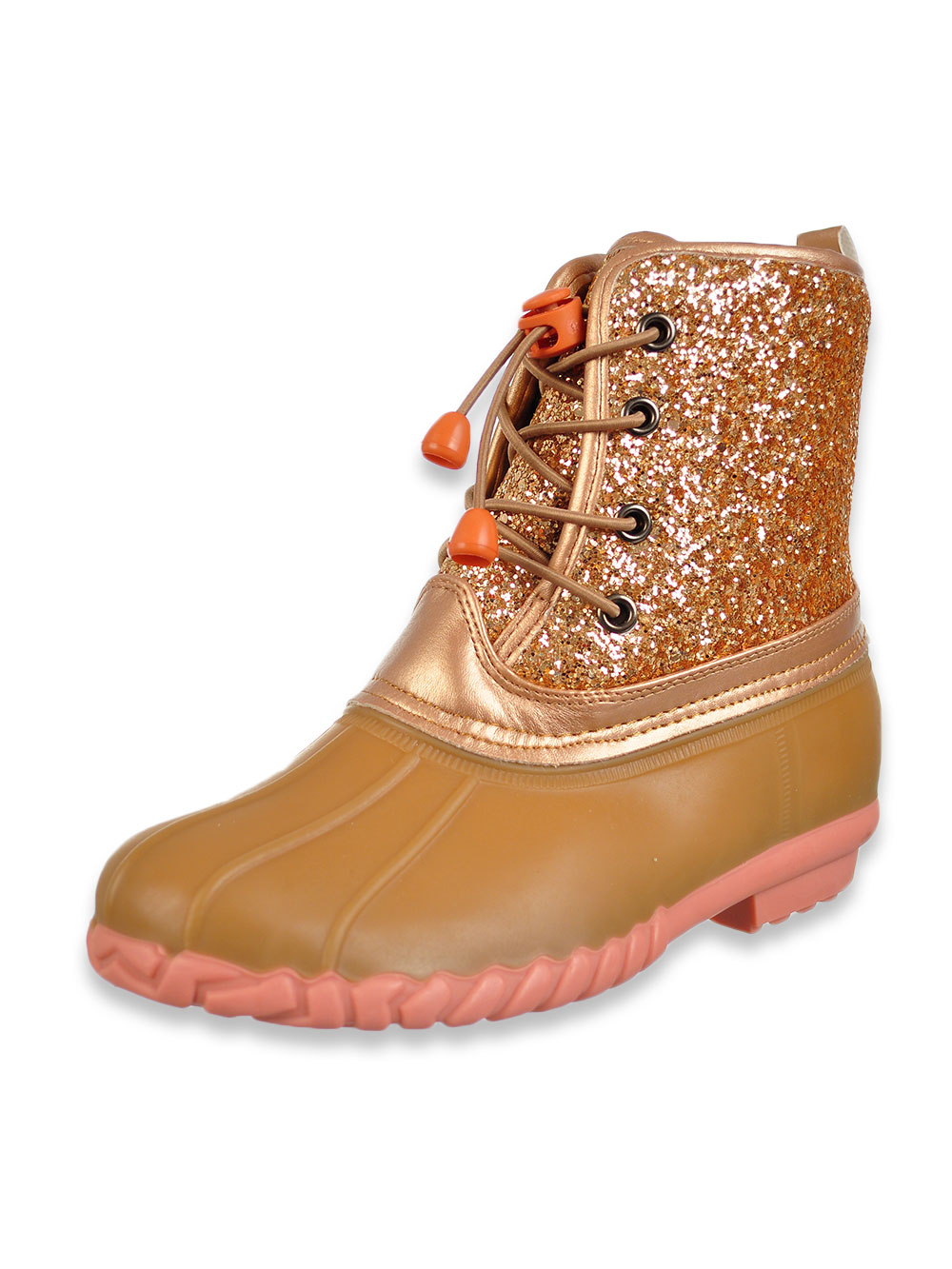 duck boots rose gold