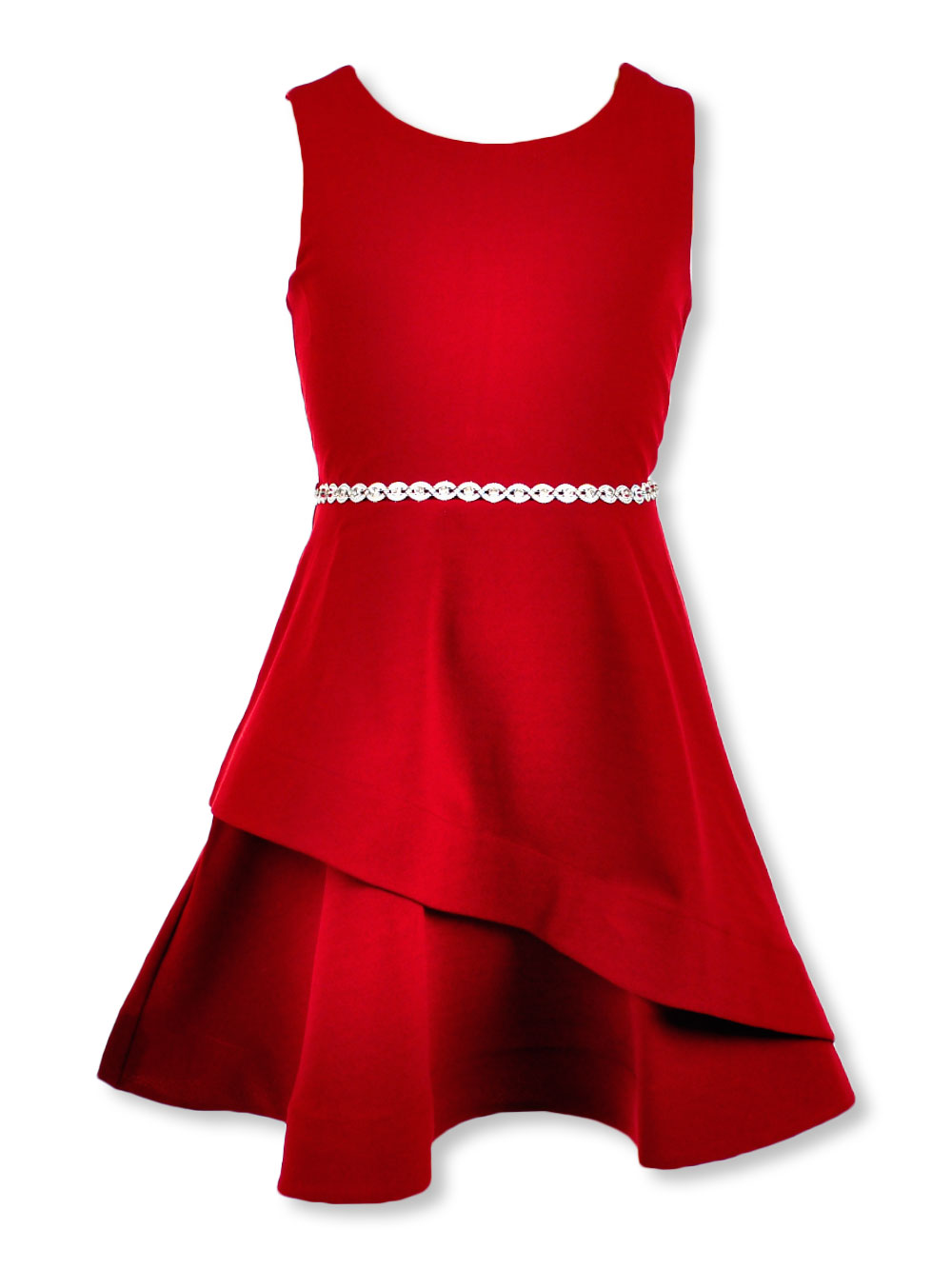 girls red swing dress