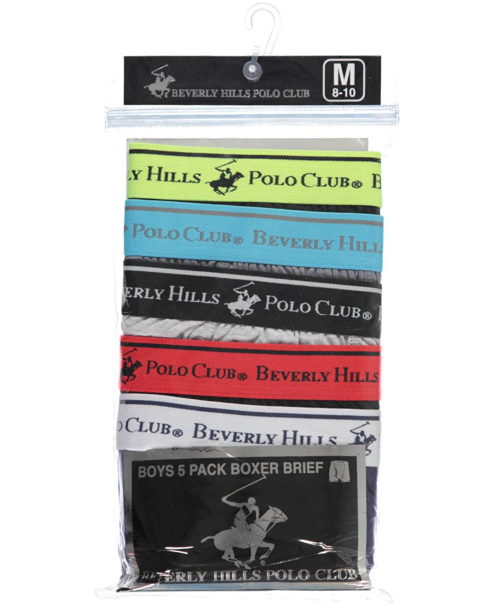 Beverly Hills Polo Club Big Boys' 5-Pack Boxer Briefs