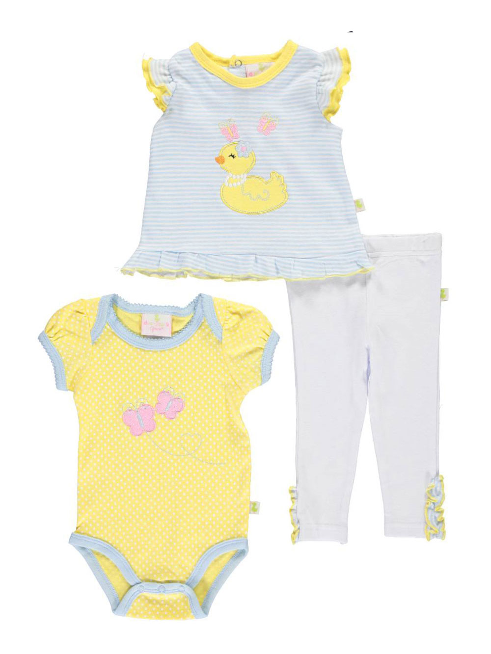 Duck Duck Goose Baby Girls' "Ruffle Duckie" 3-Piece Set - 