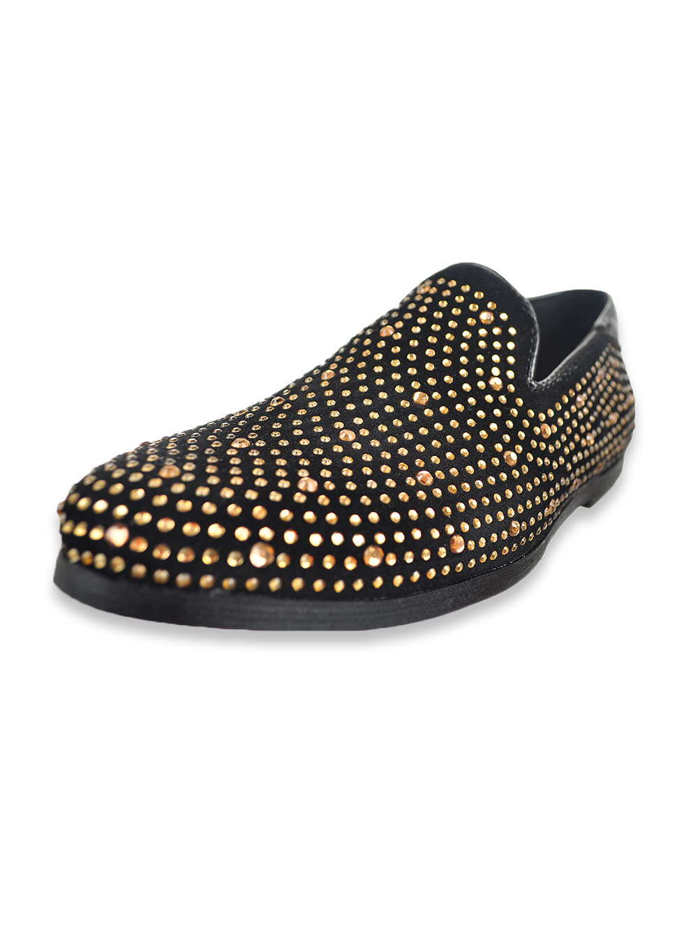 gold studded loafers