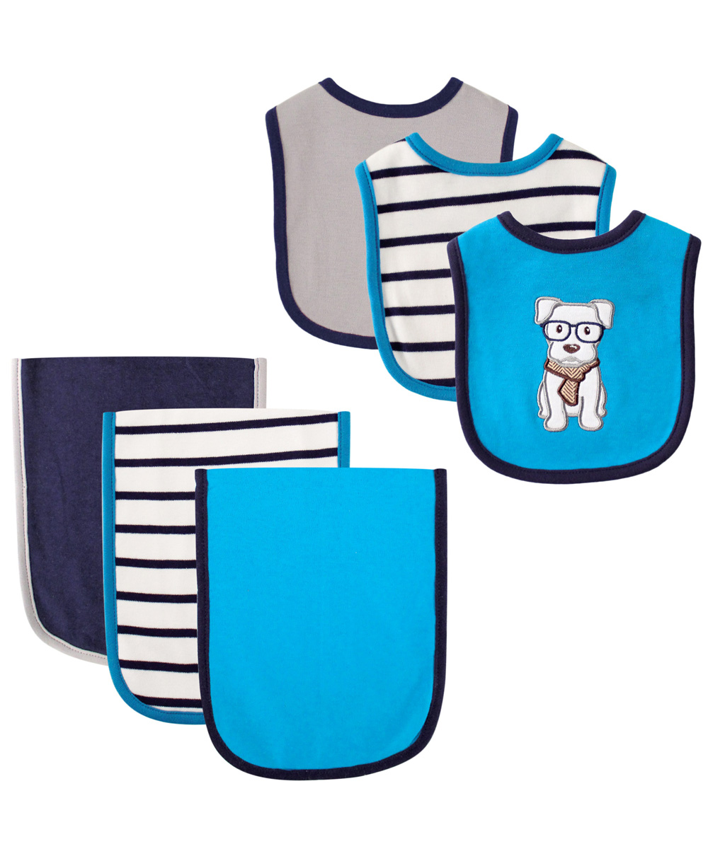 Hudson Baby Baby Boys' "Working Dog" 6-Piece Burp Cloth & 