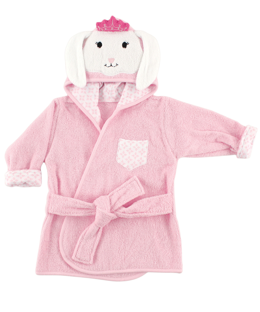 Hudson Baby Baby Girls' "Royal Rabbit" Hooded Bathrobe