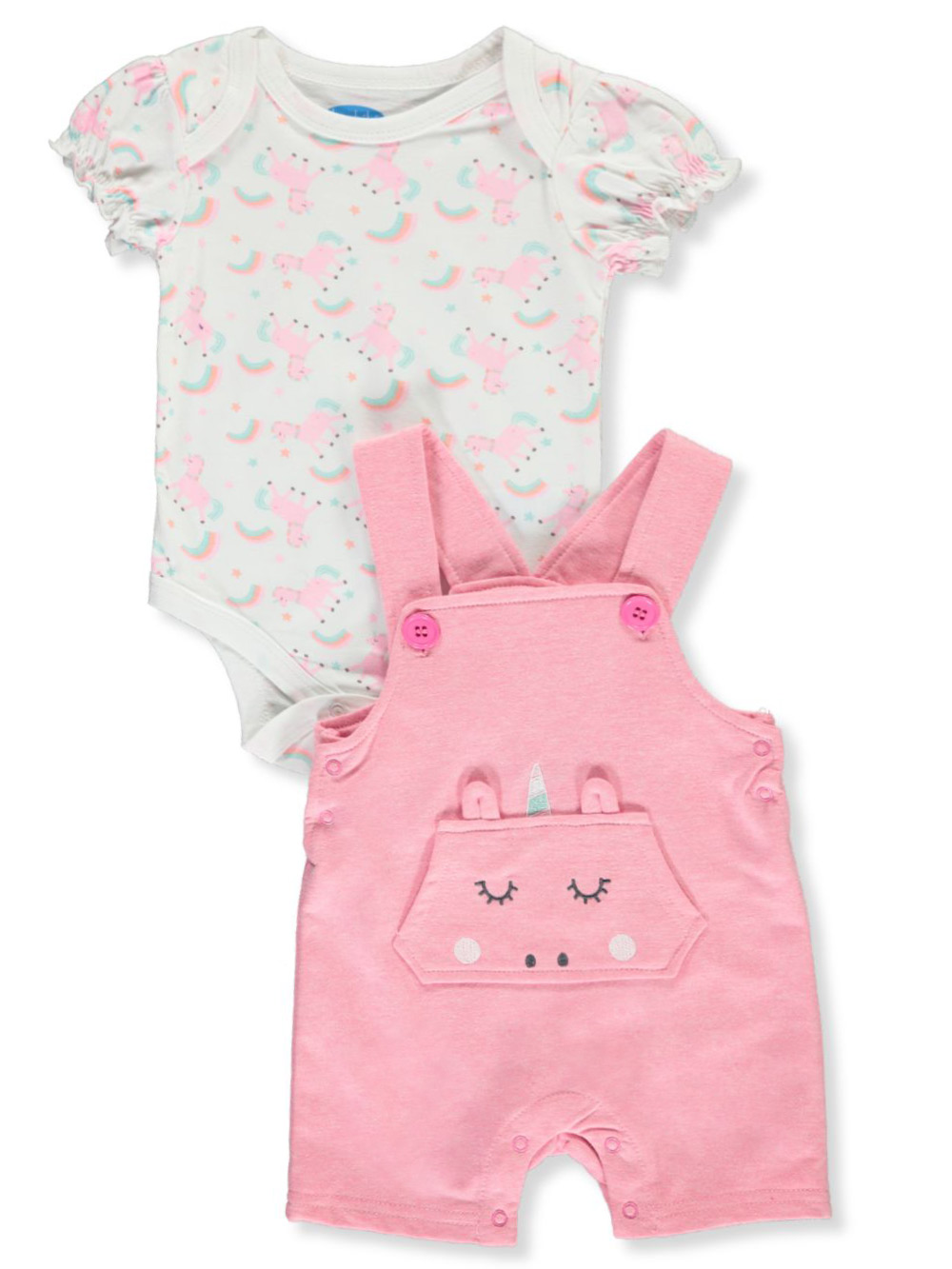 Bon Bebe Baby Girls Rainbow Unicorn 2 Piece Layette Set