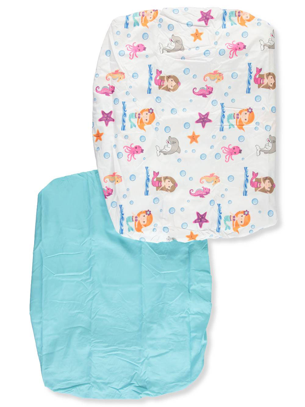 2 Pack Fitted Crib Sheets By Everyday Kids In Aqua White From