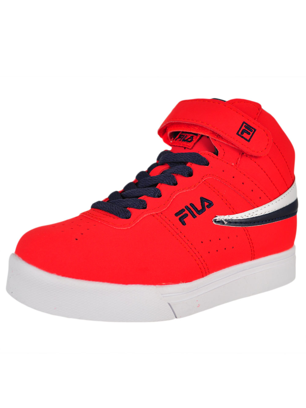 red and black fila high tops