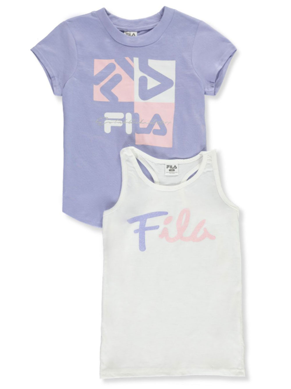 Fila Girls Glitter Logo T Shirt And Tank Top 2 Pack