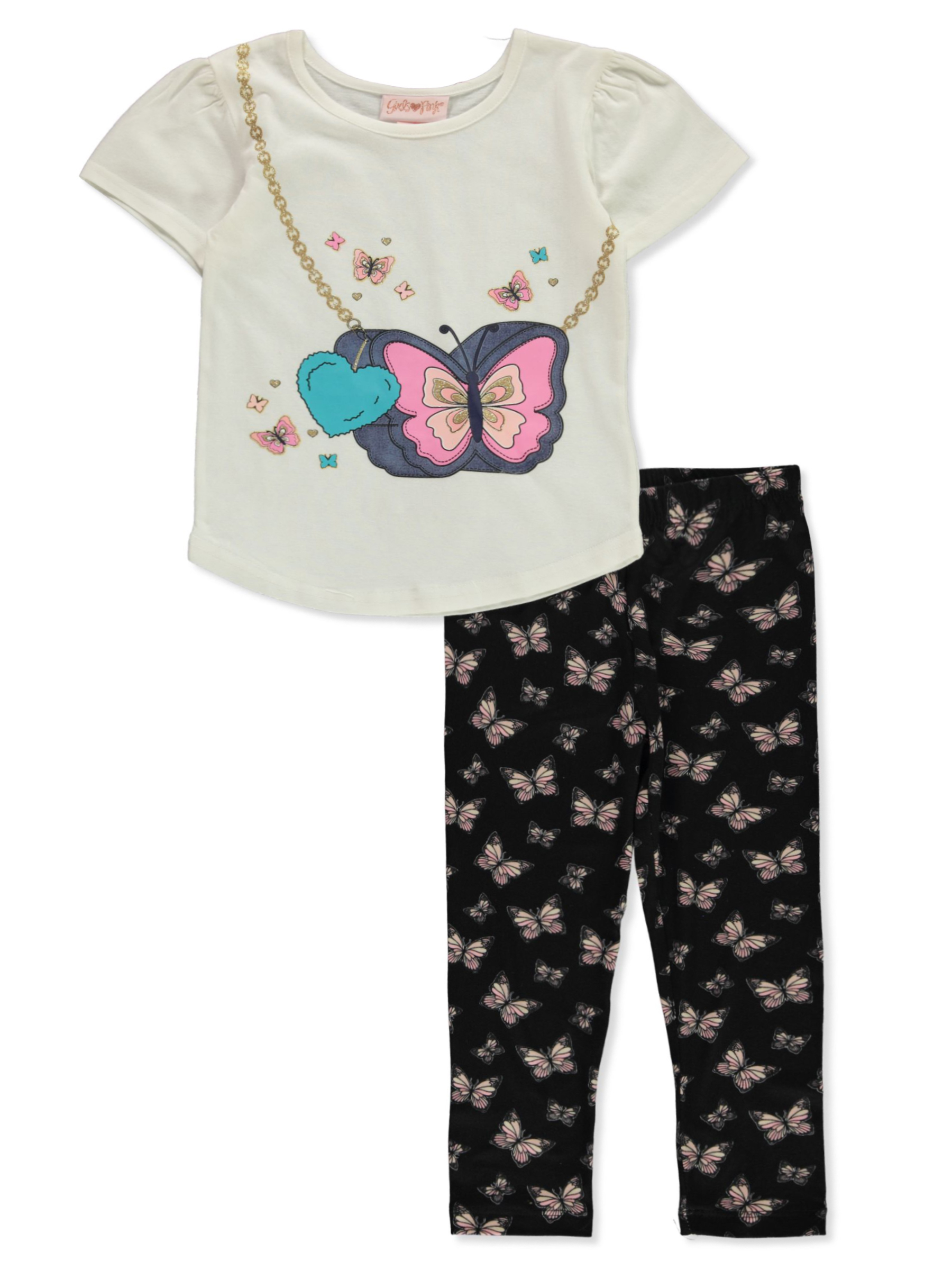 Mini girls pink butterfly leggings 2 pack