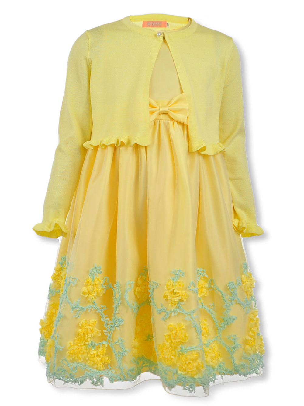 yellow dress with shrug