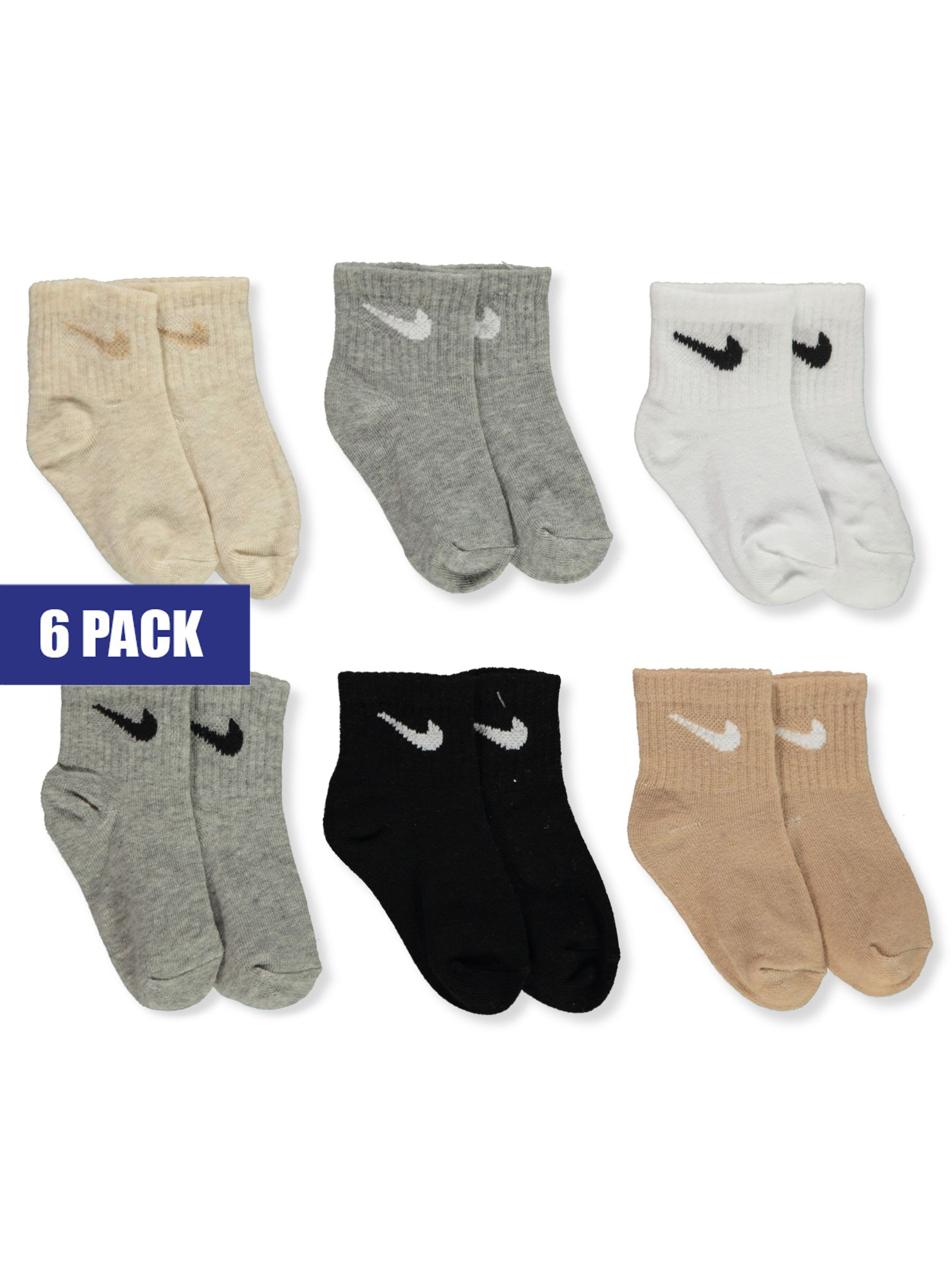 Nike Baby Boys 6 Pack Quarter Socks