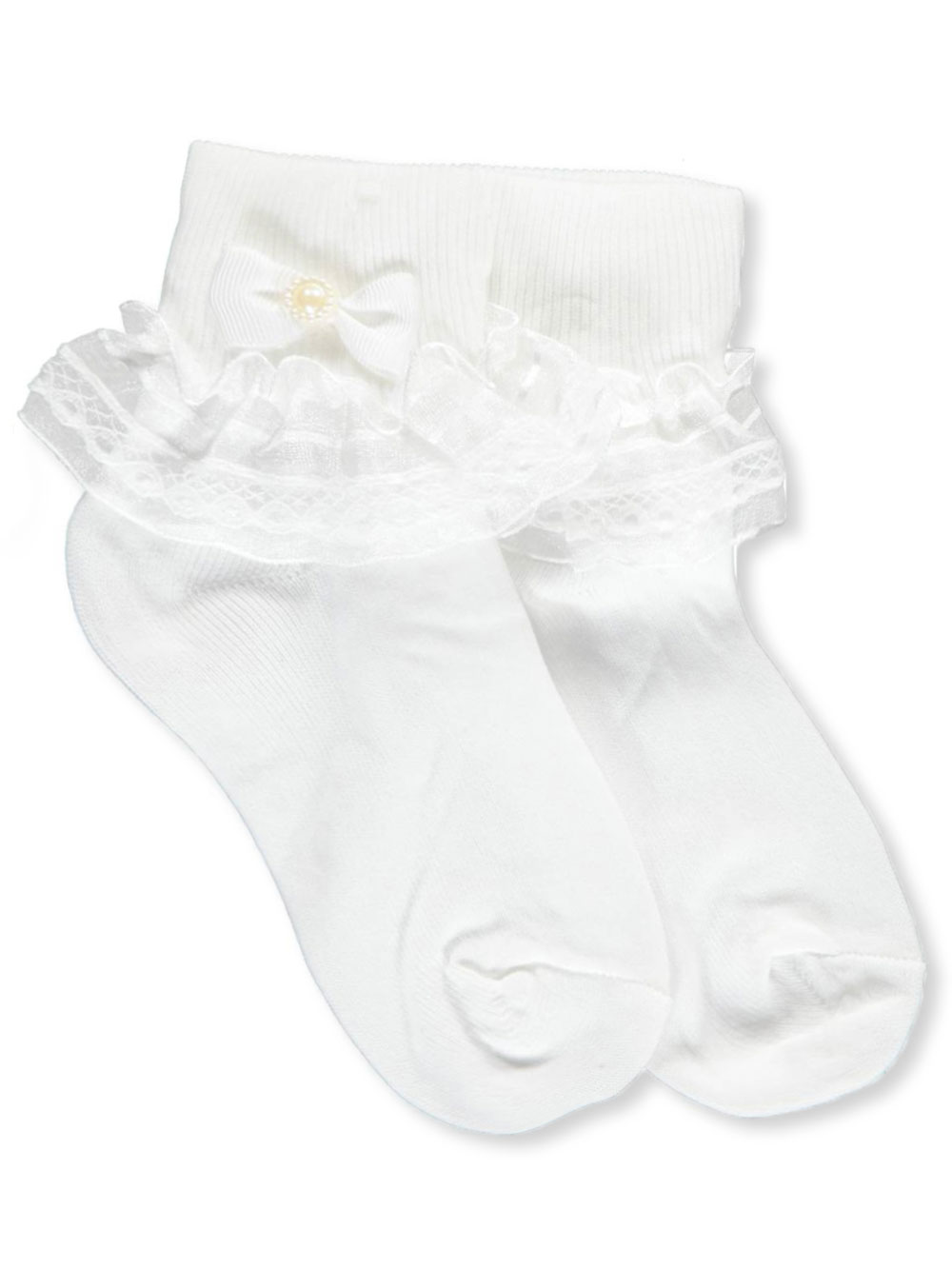 girls ivory frilly socks