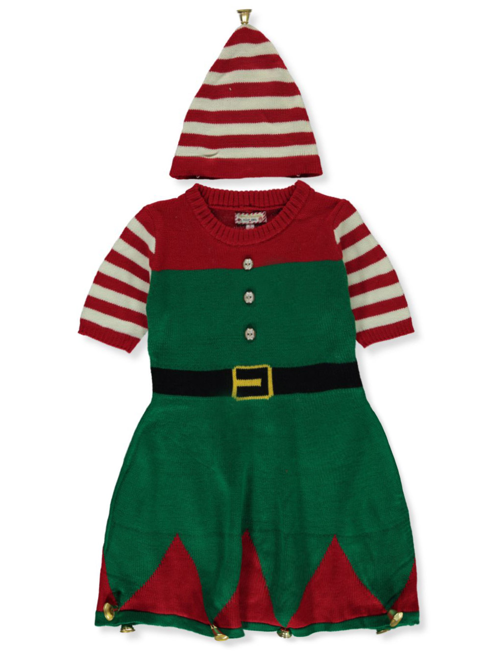 Poof Girl Girls' 2-Piece Elf Sweater Dress With Hat Set