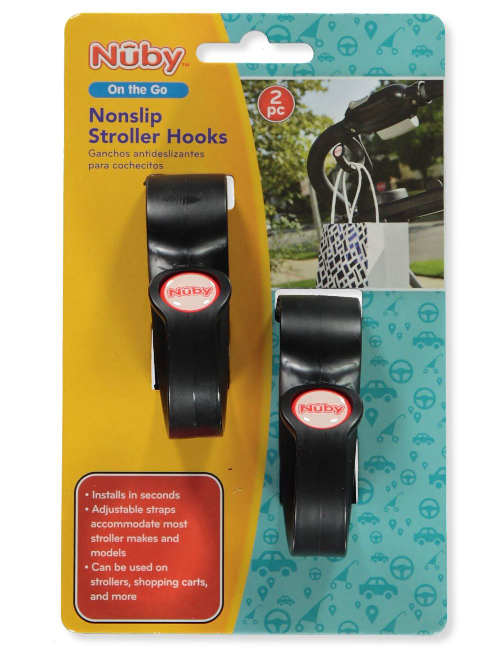 Nuby Baby Nonslip 2-Pack Stroller Hooks