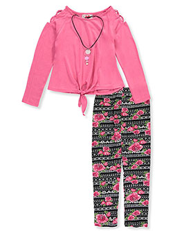 RMLA Girls’ 2-Piece Leggings Set Outfit with Necklace