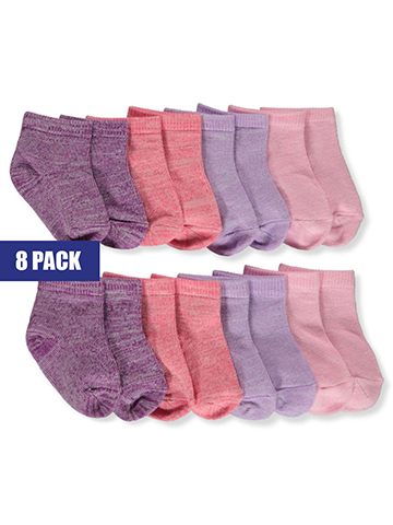 Girls 3 Pack Purple Green and White Frill Trainer Socks