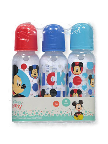 BABY BOTTLE SET 3 - GIRLS - DISNEY MINNIE MOUSE BLACK WHITE - 9 oz BPA FREE